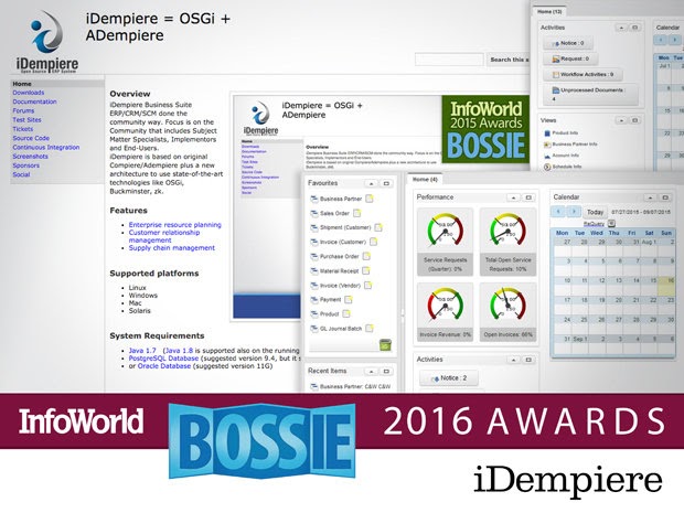 iDempiere ERP front page Bossie Award